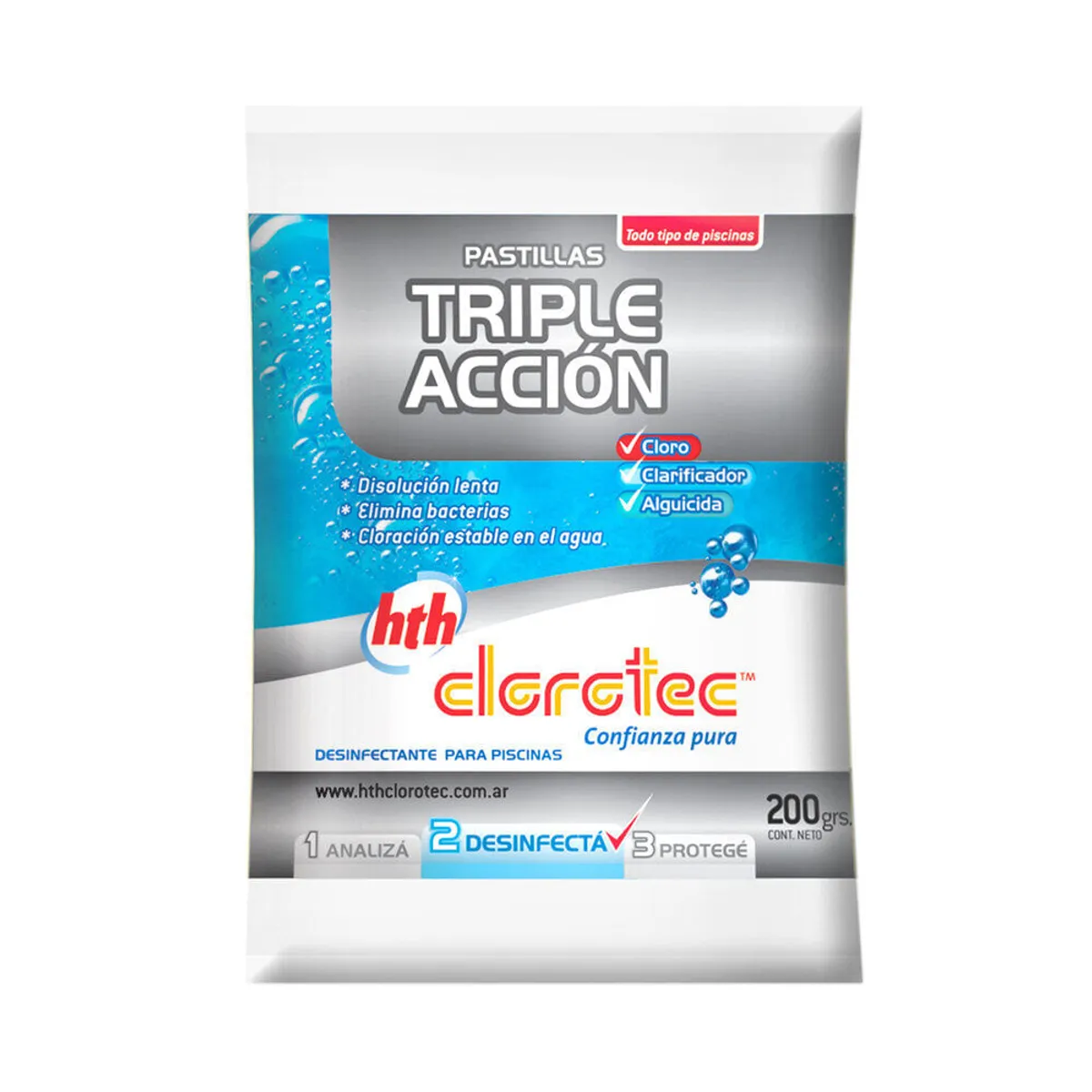 Pastillas Clorotec triple accion individual x200gr