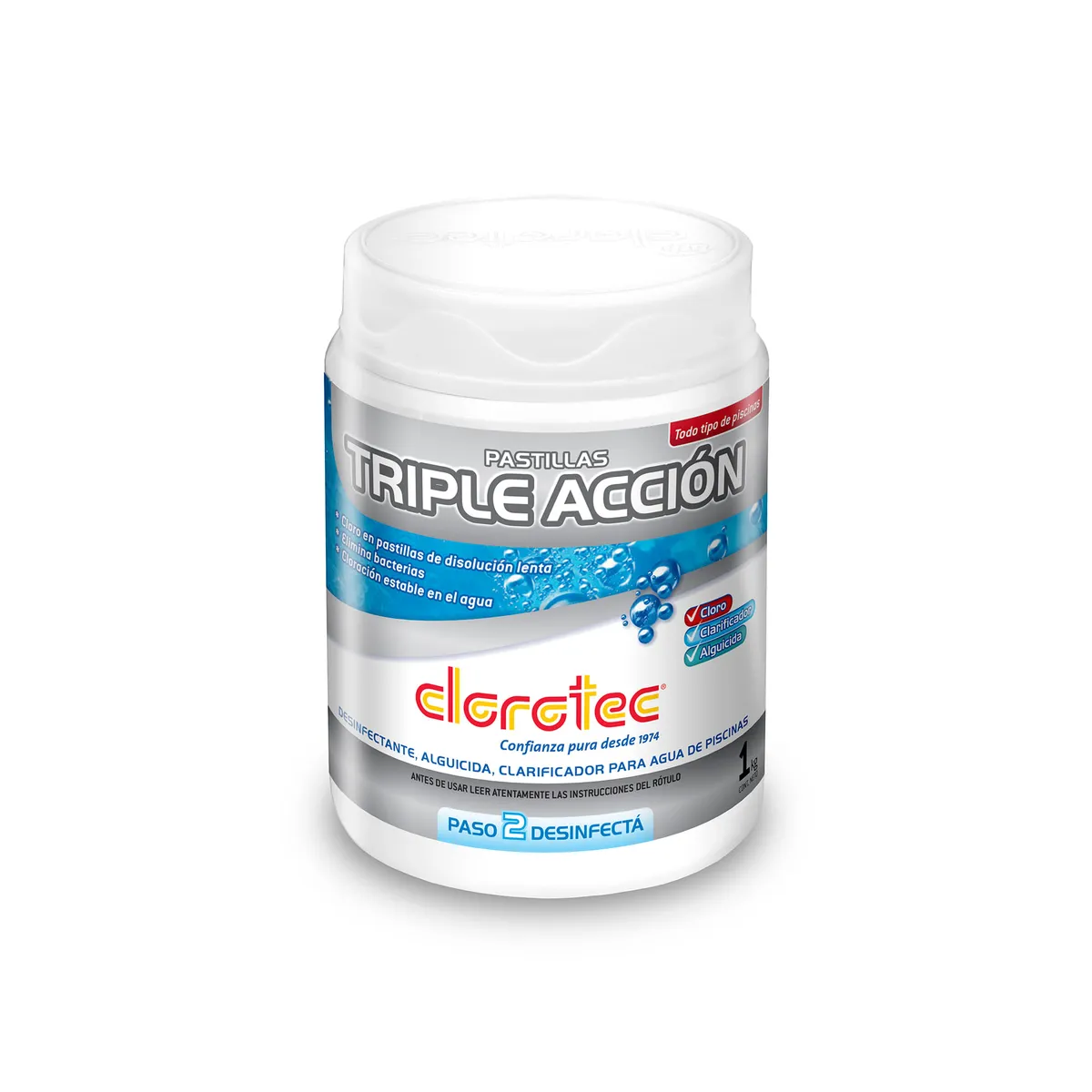 Pastillas de cloro HTH Clorotec triple acción x kg.