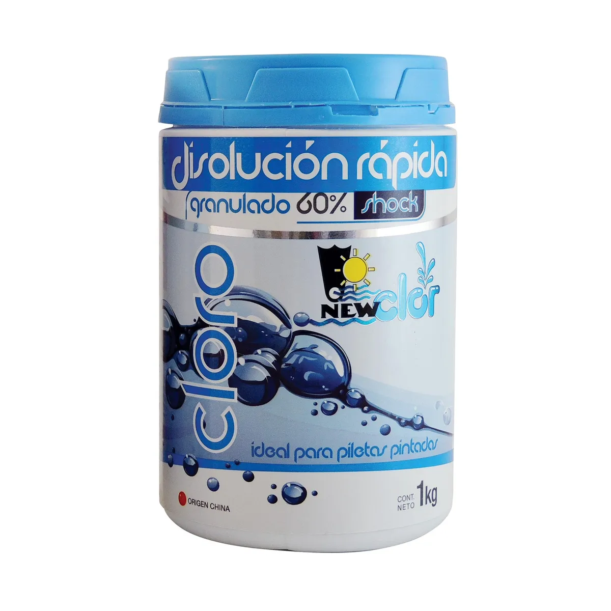 Cloro granulado 60 % New Clor disolución rápida 1 kg.