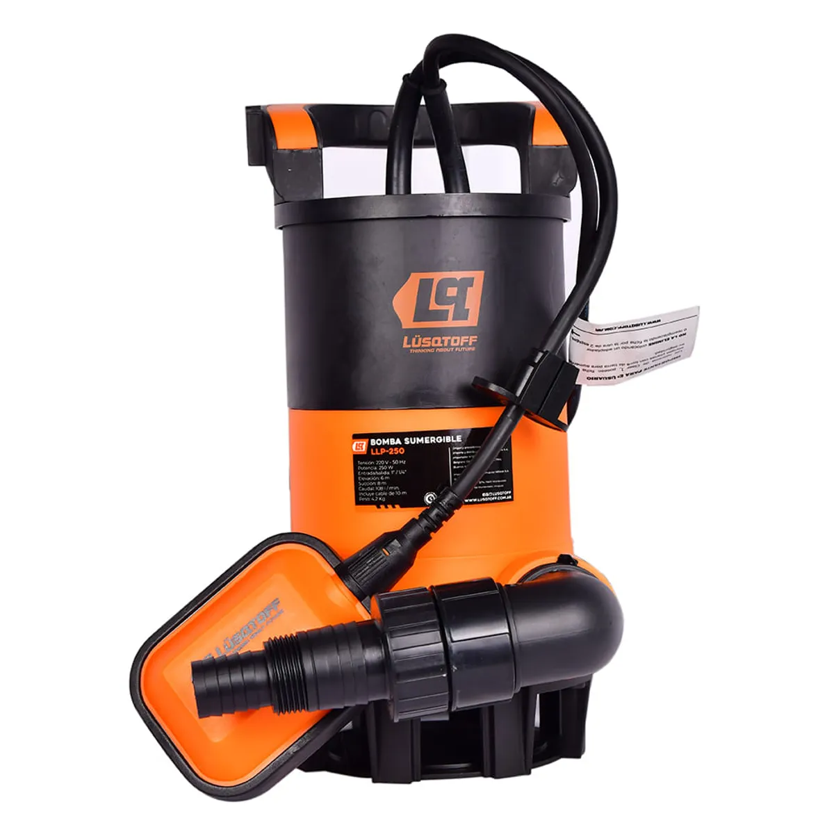 Bomba Sumergible LLP-250 250w 1/3 Hp Pileta 6 Mts Agua Sucia Limpia