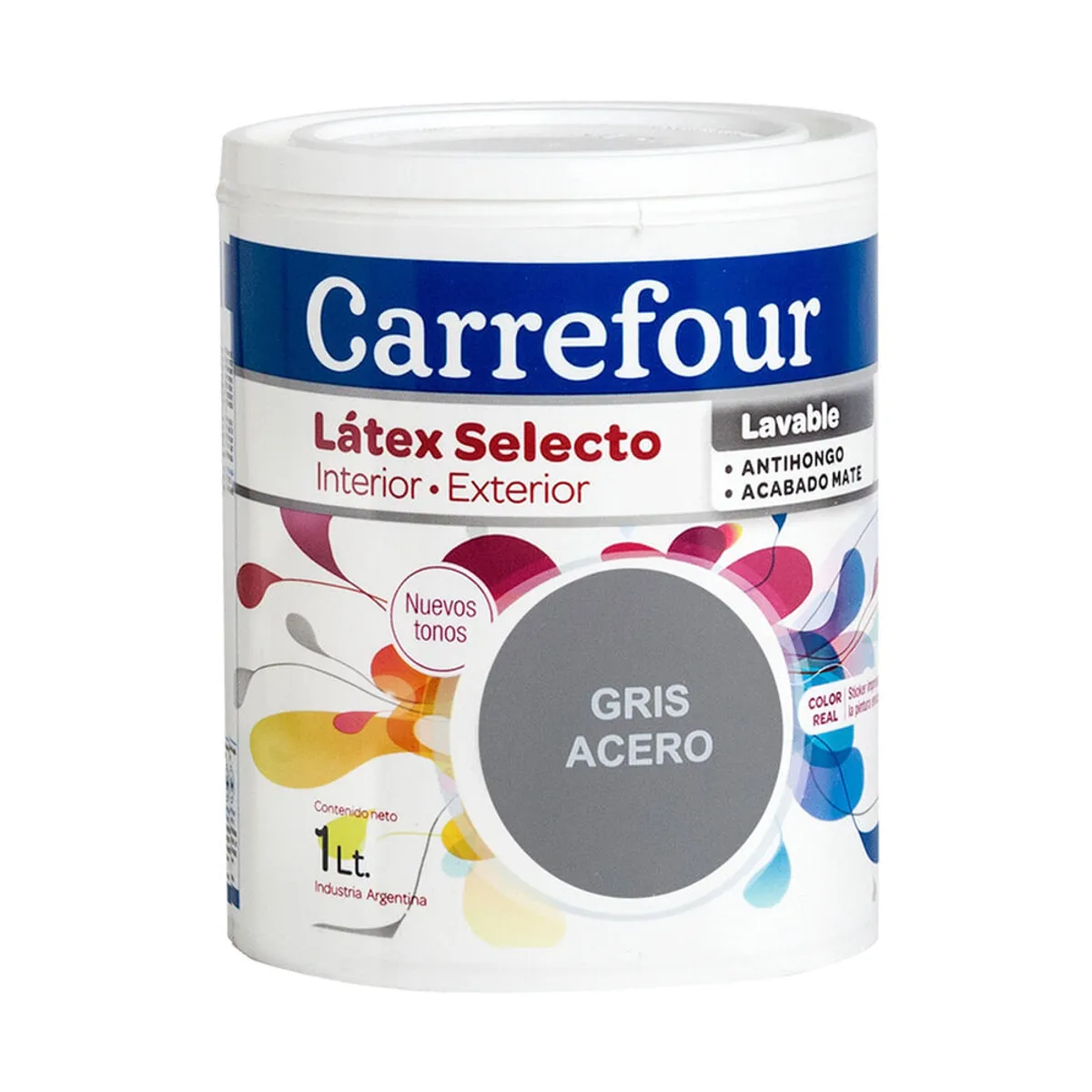 Látex interior/exterior Carrefour selecto gris acero 1 l.