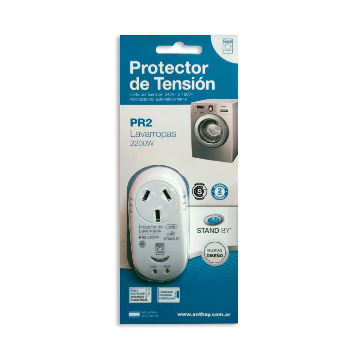 Protector de tensión para lavarropas pr2 2200W 1 u.