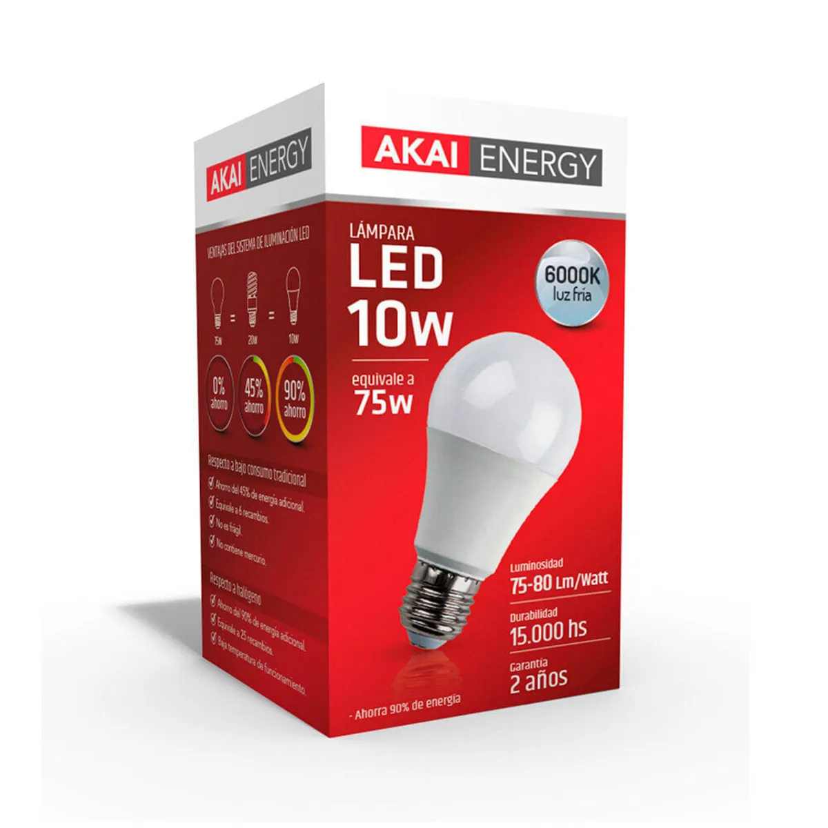 Lampara led bulbo Akai 10w fria e27