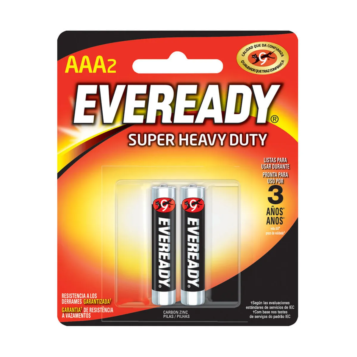 Pilas de carbón/zinc Eveready tipo AAA 2 u.