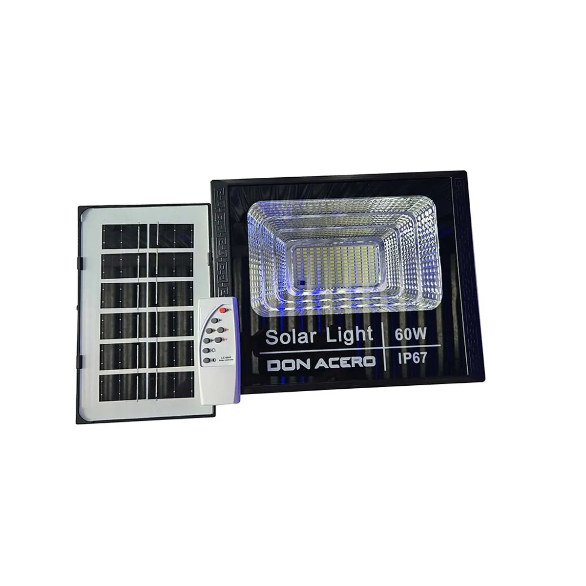 Reflector Led 60w con Panel Solar Exterior + Control Remoto DON ACERO