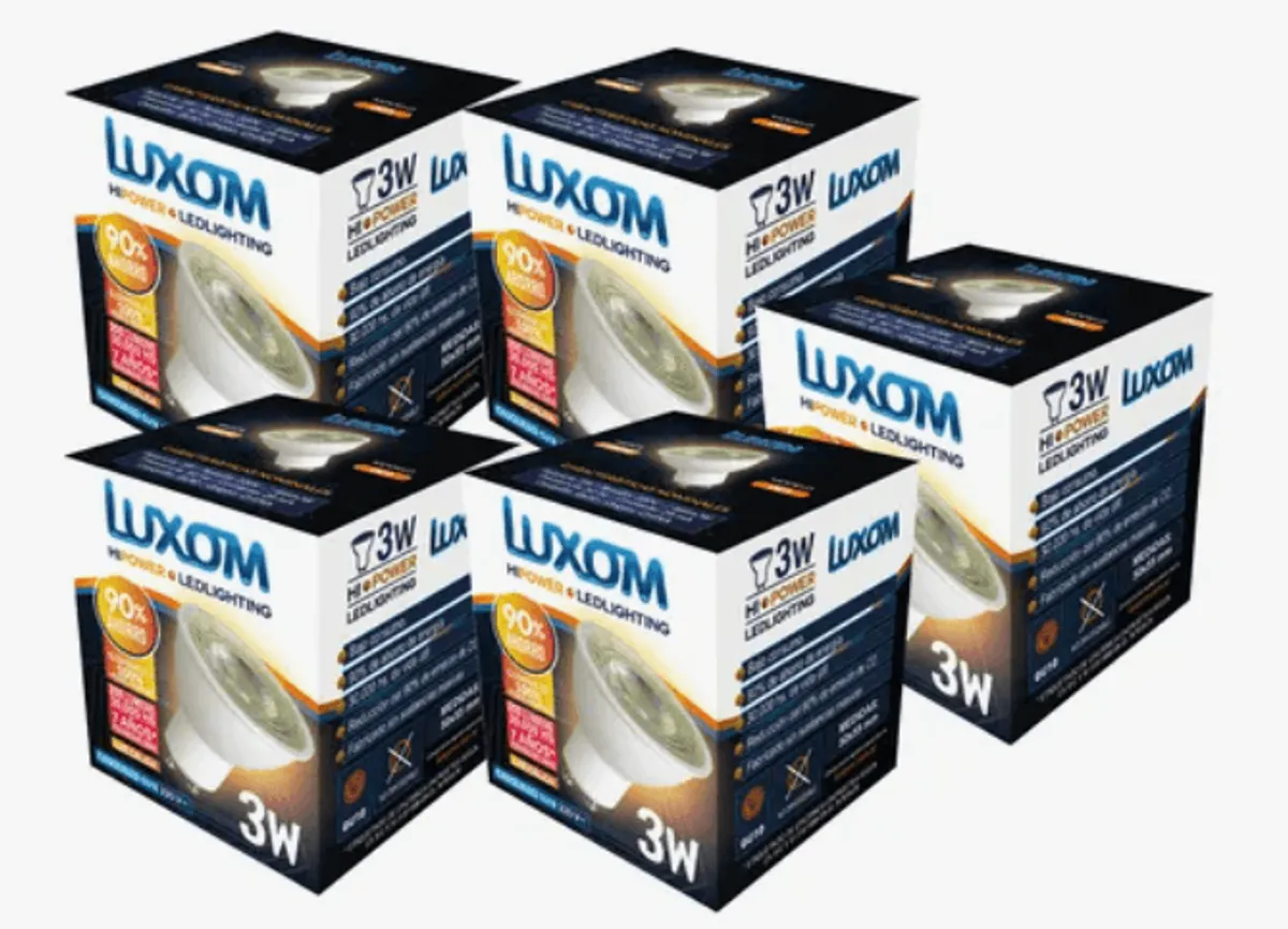 Pack X 5 Lampara Led Dicroica 3w Luxom Gu10 Luz Calida