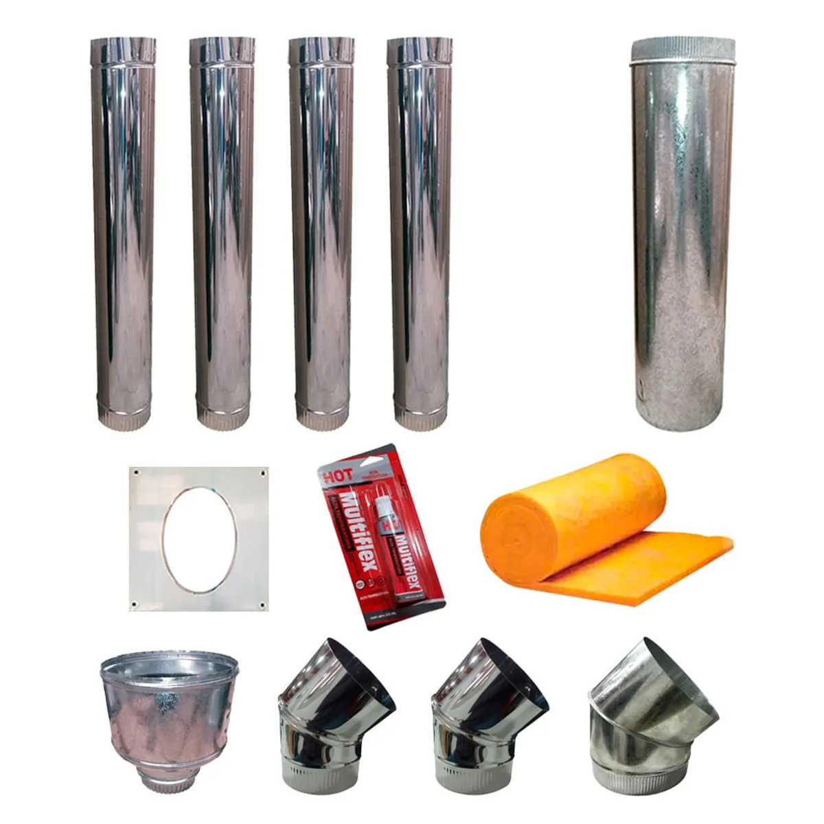 Kit Instalacion Pared 8" Basico Acero Inox Para Salamandras Tromen