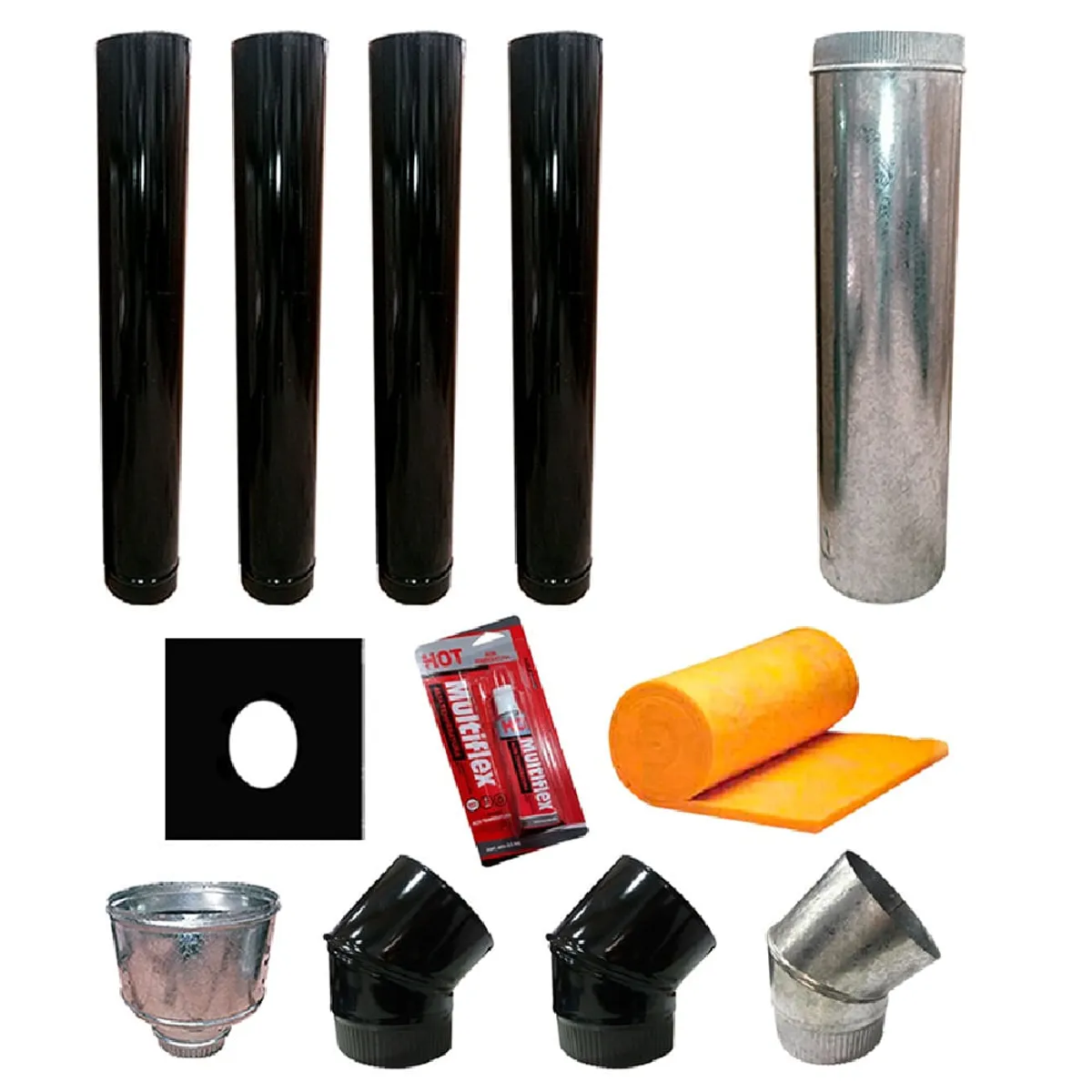 Kit Instalacion Pared 8" Basico Negro Para Salamandras Tromen