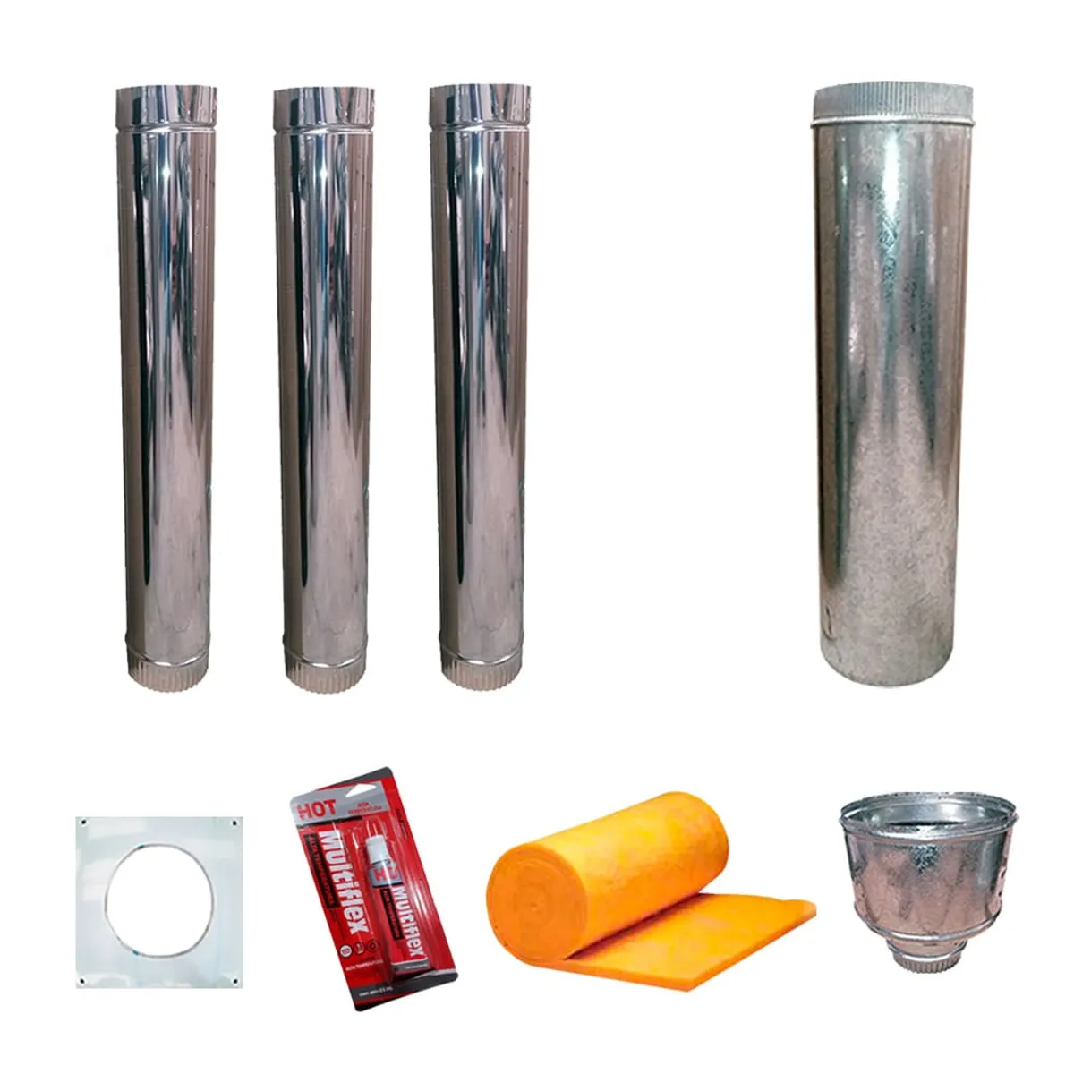 Kit Instalación Techo 8" Basico Acero Inox Para Salamandra Tromen