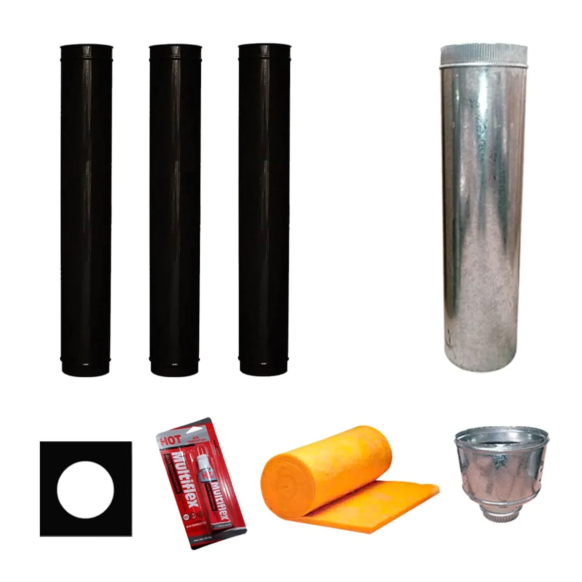 Kit Instalación Techo 8" Basico Negro Para Salamandra Tromen