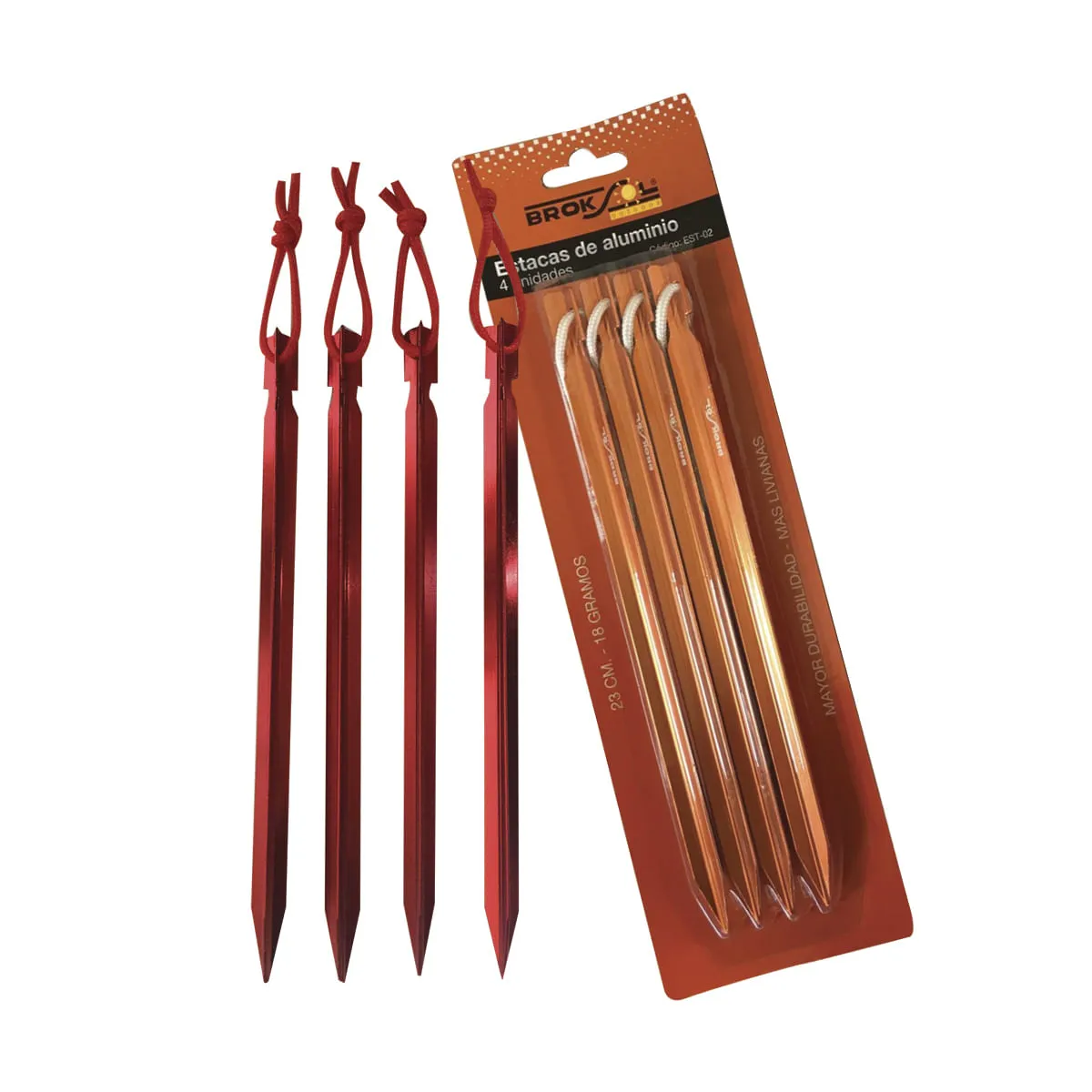 Set X 4 Estacas Aluminio Carpa Gazebo Camping Broksol 23 Cm