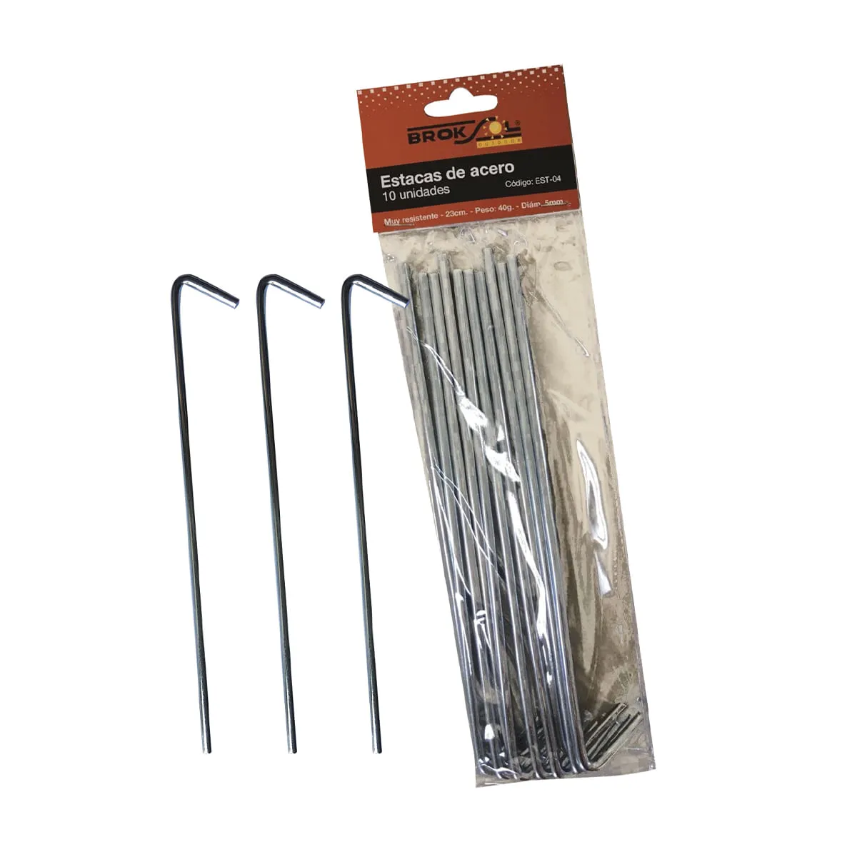 Estacas De Hierro 23 Cm Pack X6 Carpas Gazebos 4.5 Mm Broksol