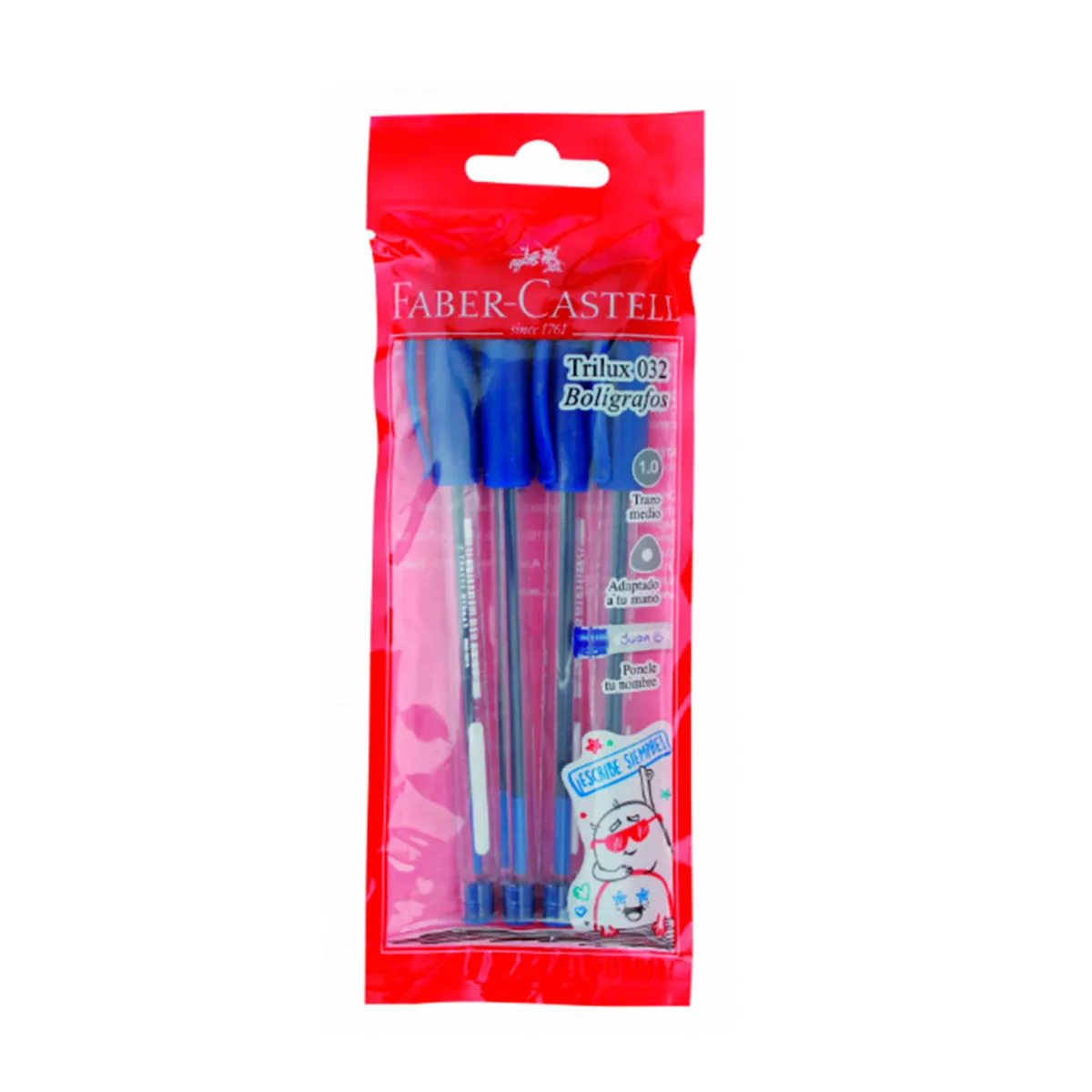 Bolígrafo Faber Castell azul trilux x 4 uni