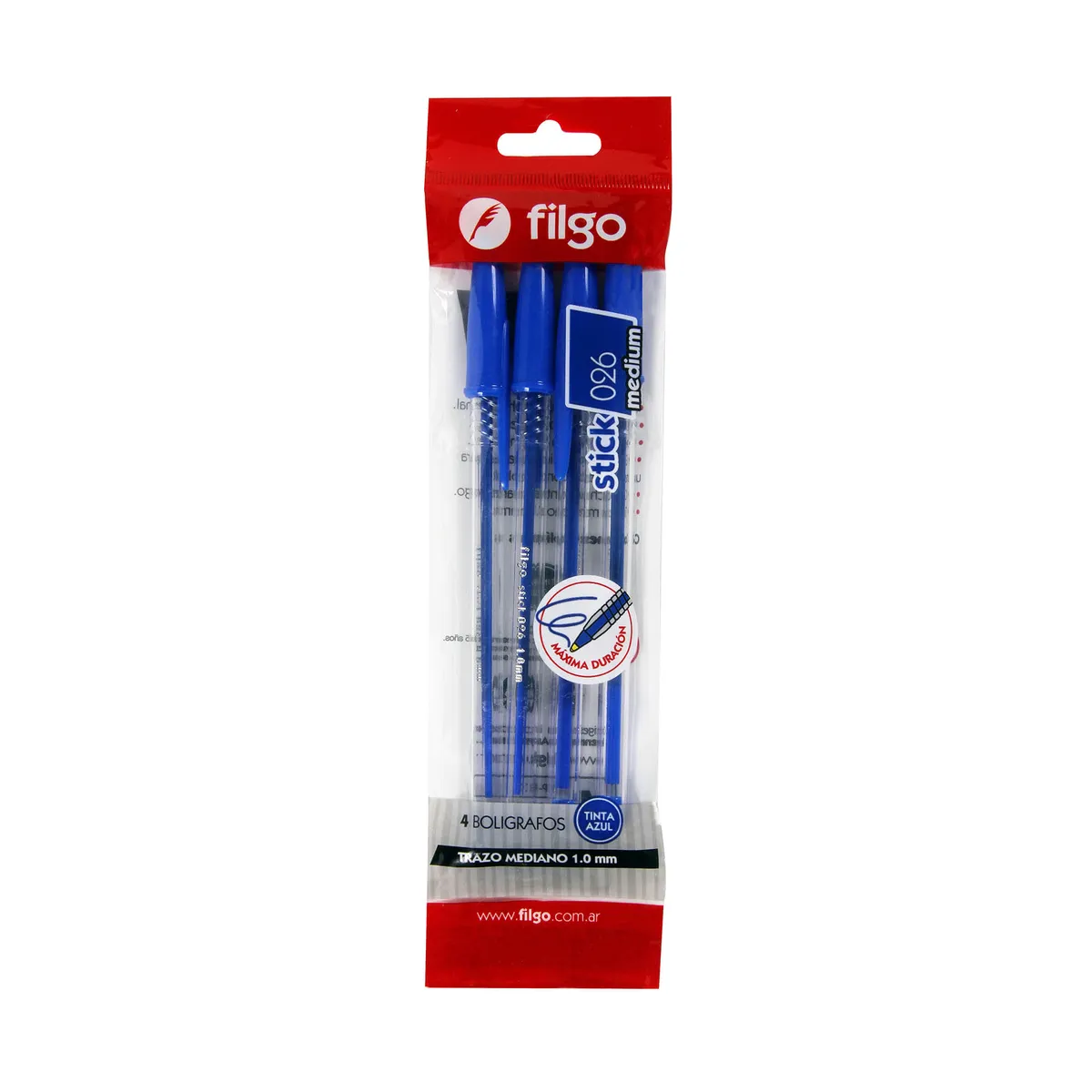 Bolígrafo Filgo stick azul x 4 uni