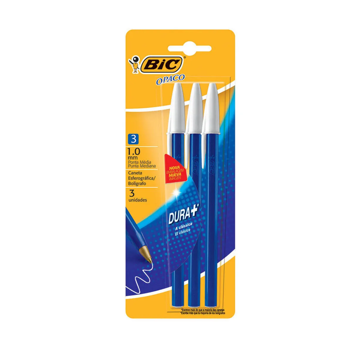 Lapicera BIC opaco azul 1 mm. 3 u.