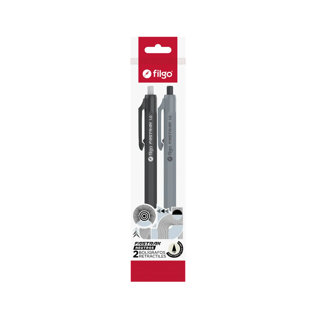 Bolígrafo Filgo retráctil fastrak 1.0 fp negro x 2 uni