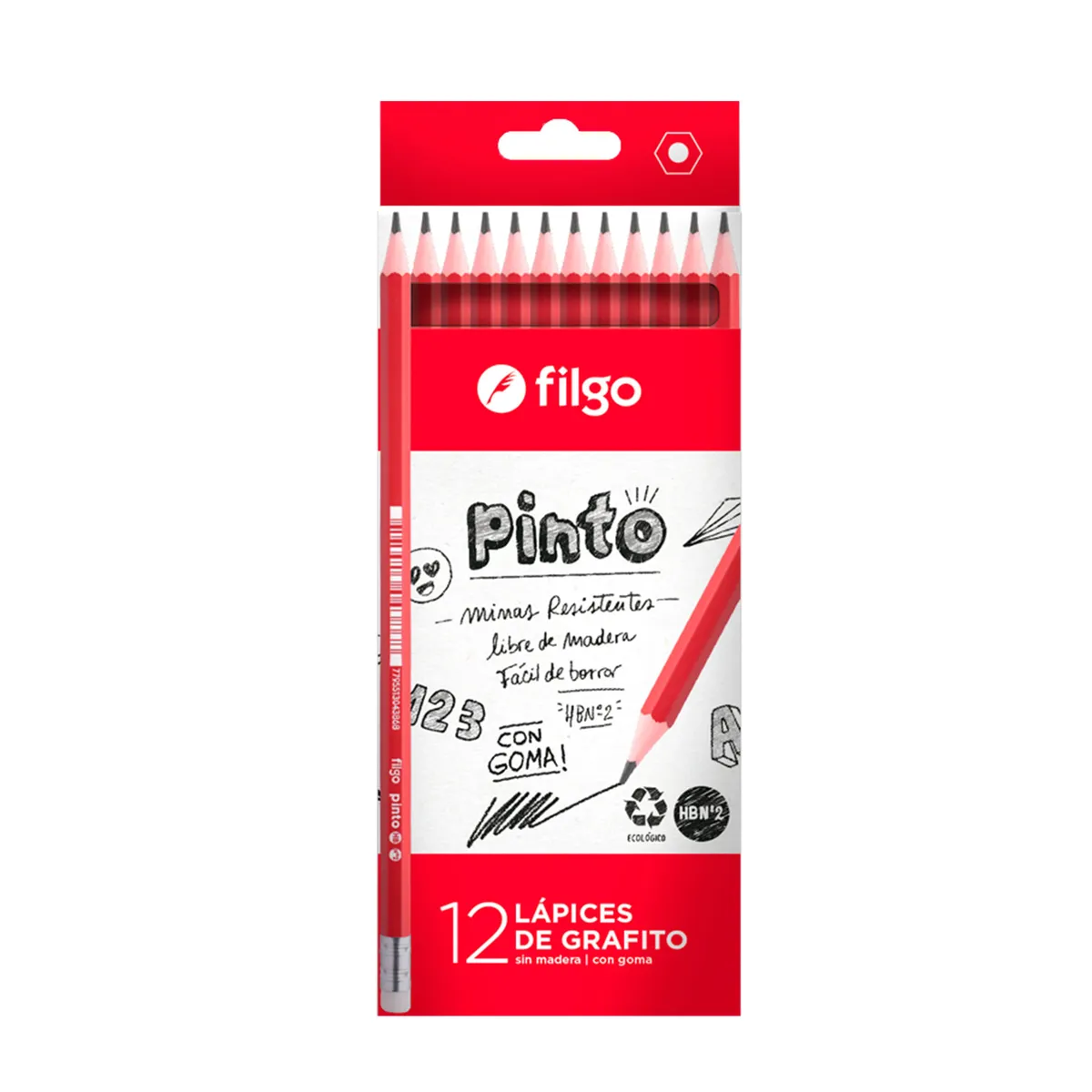 Lápiz grafito Filgo pinto hb x 12 con goma
