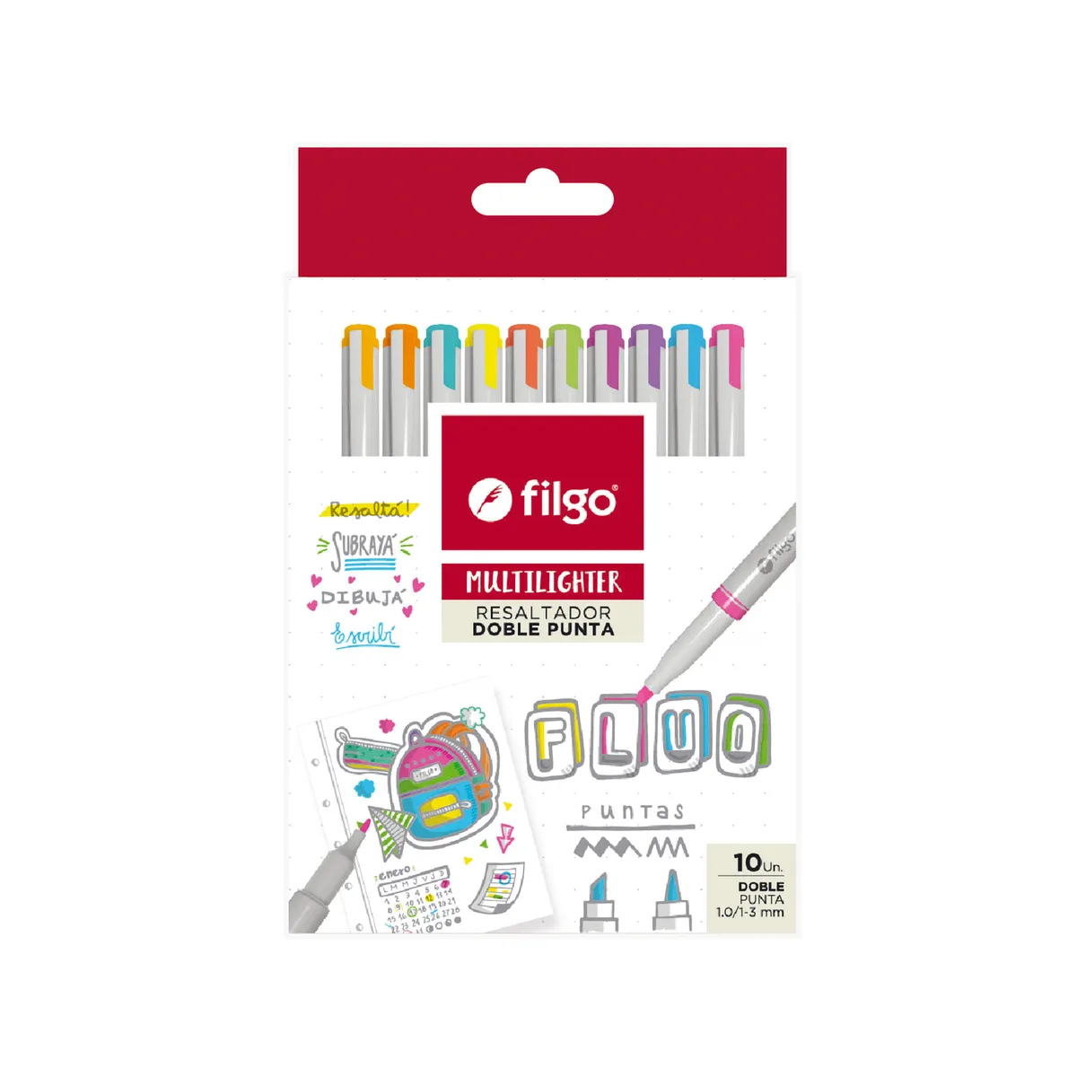 Resaltador doble Filgo multilighter fluo x10 uni