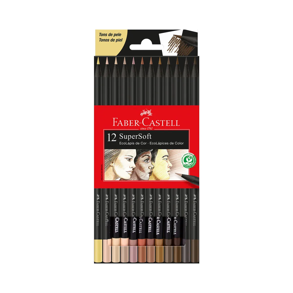 Lapices colores Faber Castell supersoft piel x12 uni