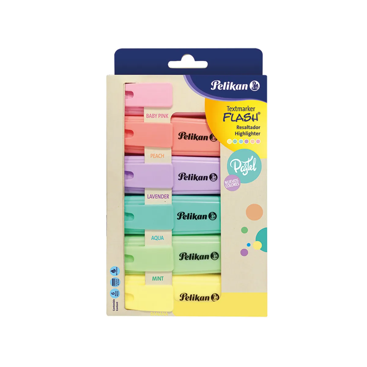 Resaltador Pelikan flash pastel x 6 uni