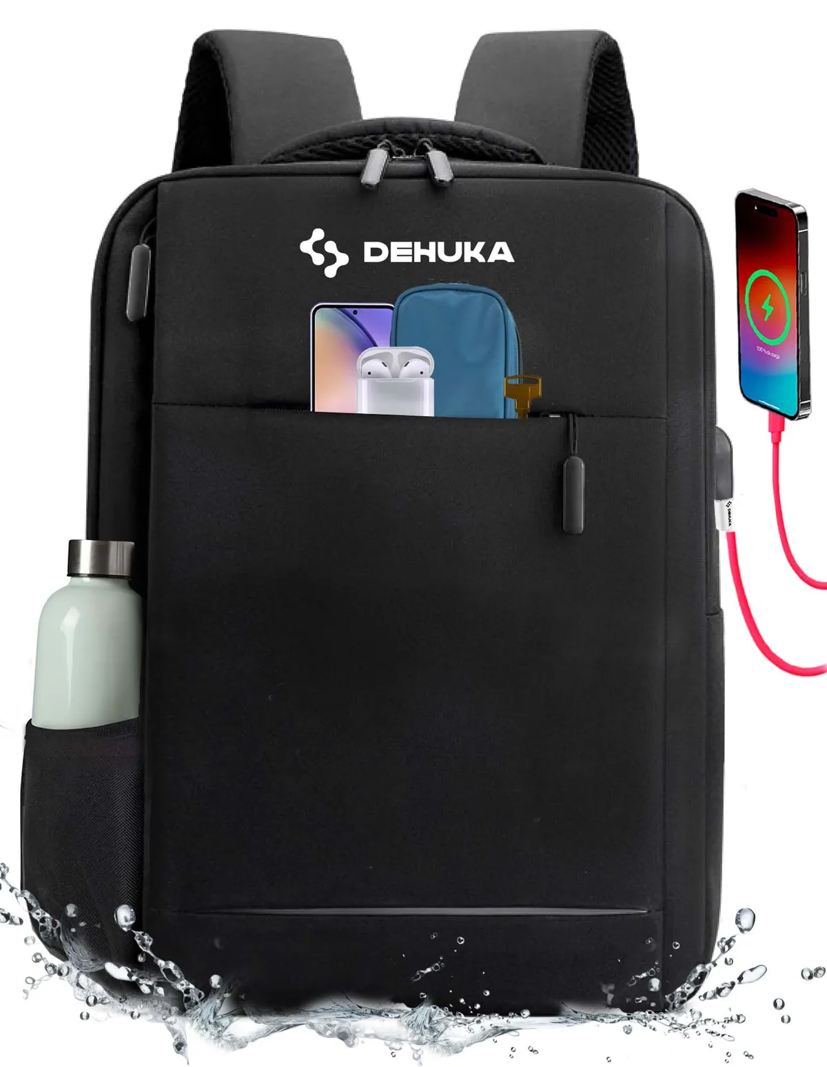 Mochila Deportiva Urbana Estudiantil Universitaria Porta Notebook Impermeable Dehuka Color Negro