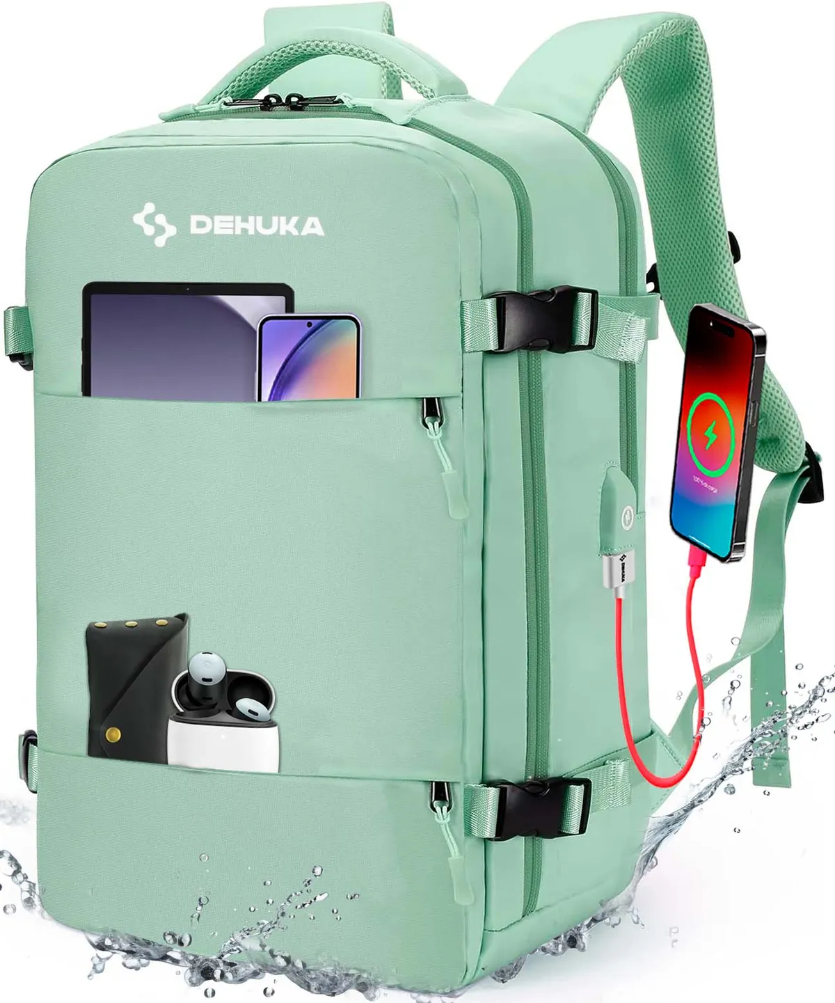 Mochila Notebook Urbana Hombre Impermeable Para Exterior Resistente Ideal Para Viajes Color Verde Dehuka B08
