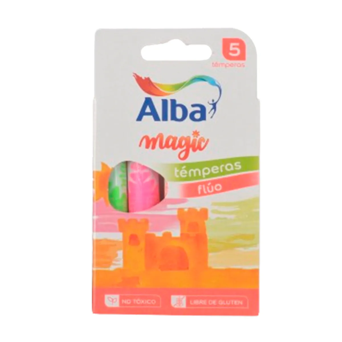 Témpera Alba magic flúo 5 pomos 8 ml