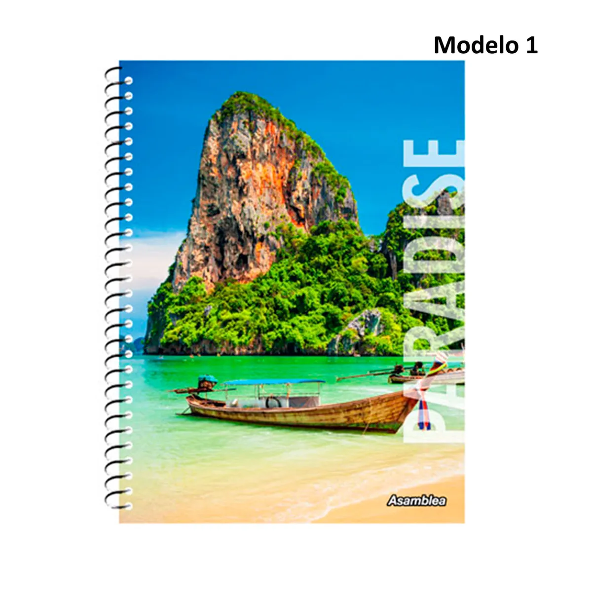 Cuaderno Asamblea 22x29 espiral paisajes cuadriculado 80 hojas (Modelos Surtidos)