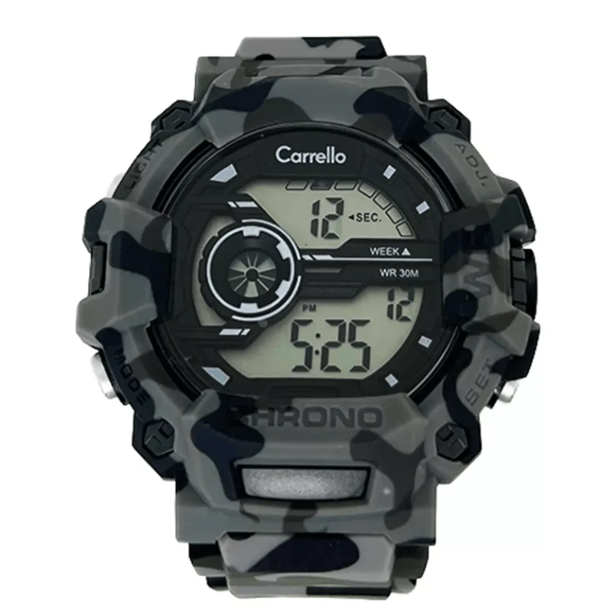 Reloj Digital Carrello Vt-dc1901 Sport Militar Resistente Deportivo - Color Negro Y Gris