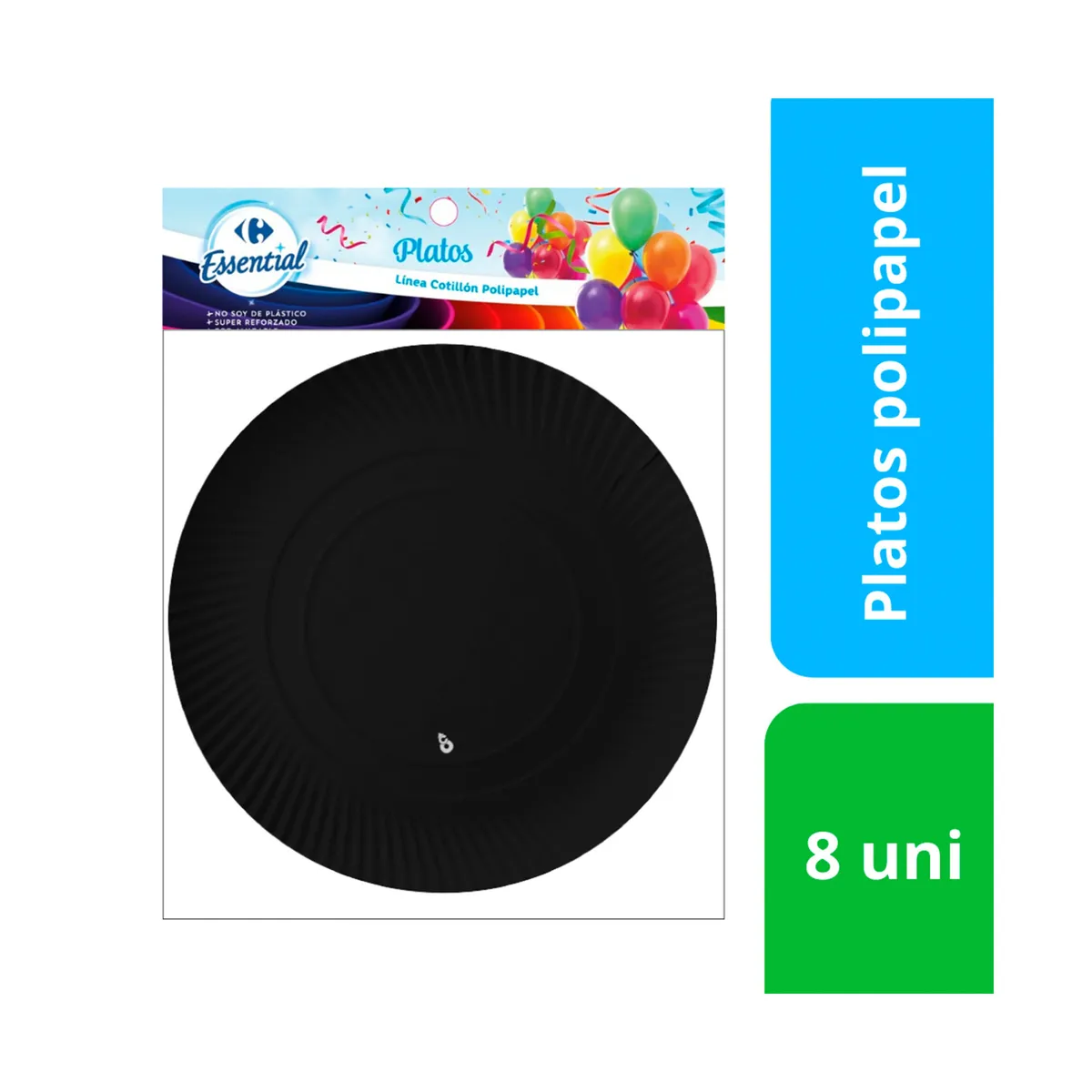 Plato descartable Carrefour polipapel red negro 18cm x 8 uni