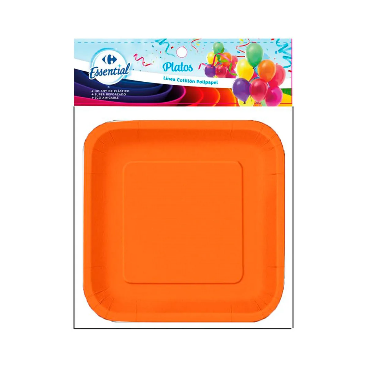 Plato Carrefour polipapel 18 cm naranja fluo x 8 unidades