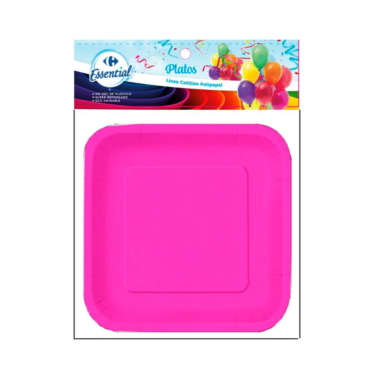 Plato Carrefour polipapel 23 cm fucsia fluo x 8 uni