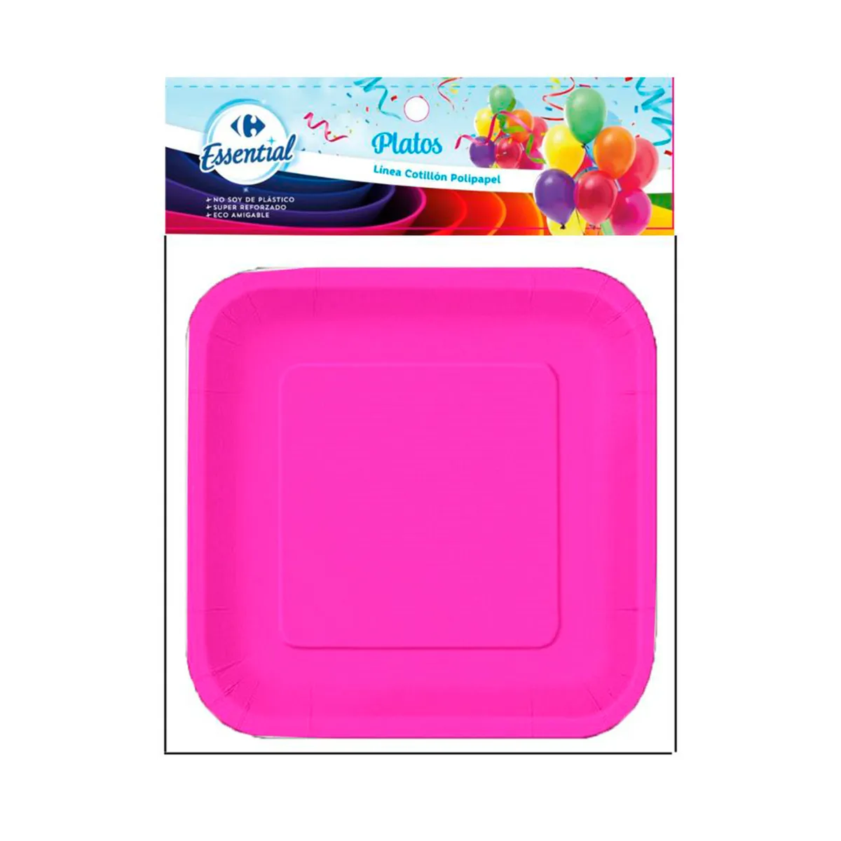 Plato Carrefour polipapel 18 cm fucsia fluo x 8 uni