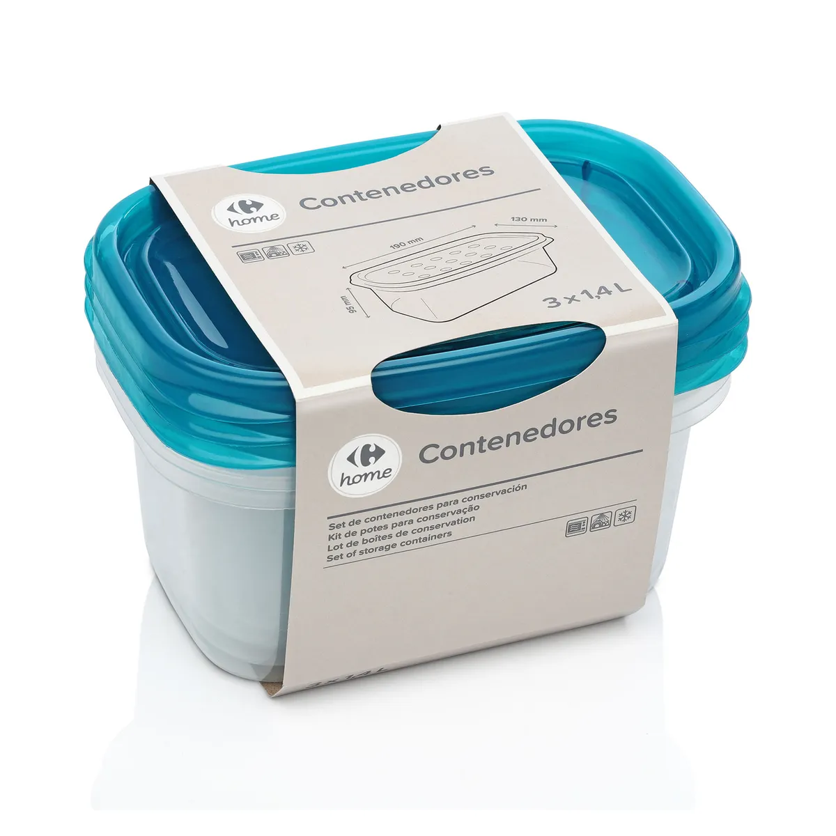 Set x3 contenedores Carrefour 1.4 lts