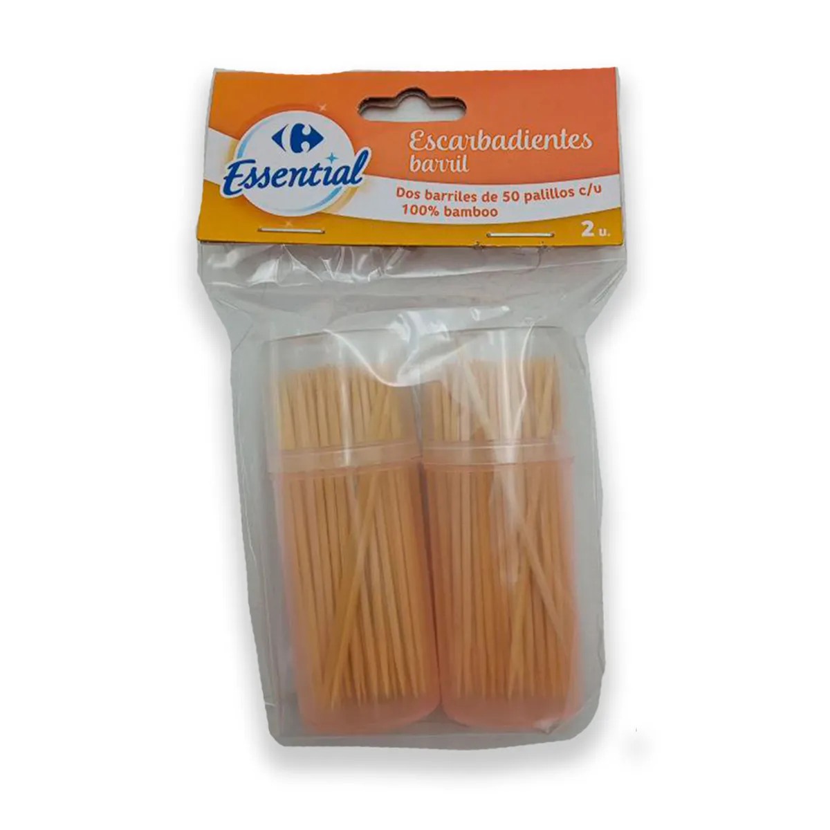Escarbadientes Carrefour Essential barril 2x50