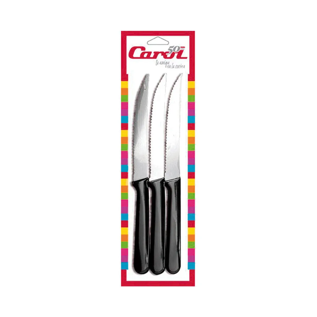 Set cuchillos Carol mango plástico negro x 3 uni