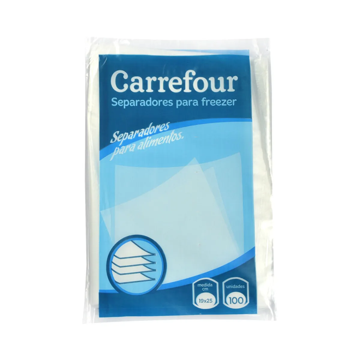 Separadores para freezer Carrefour 19 x 25 cm. x 100 u.