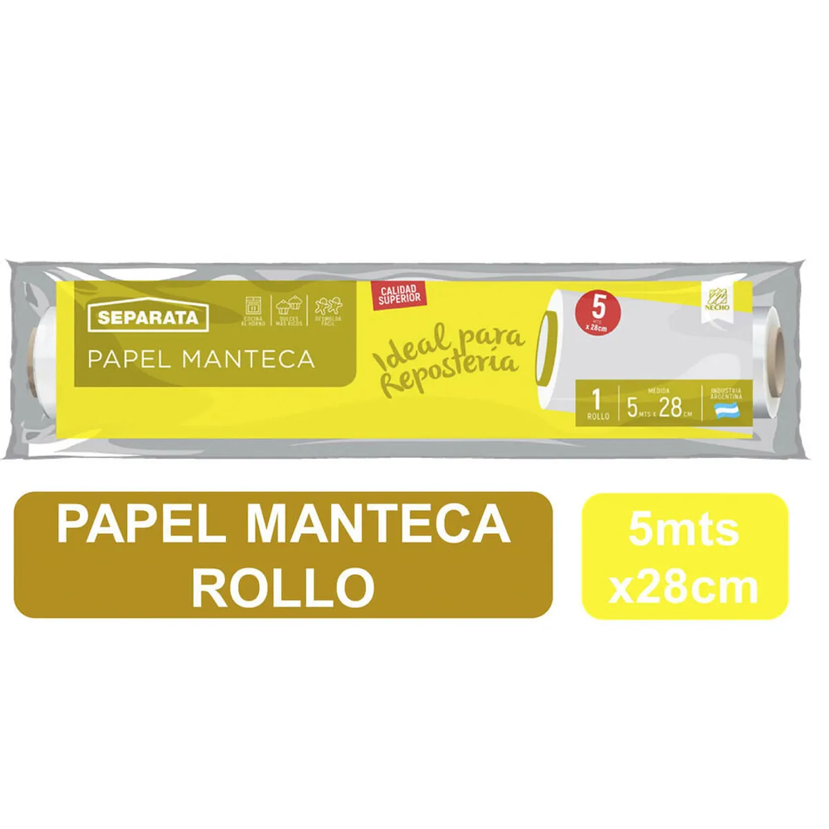 Rollo Papel Manteca Separata  5mts x 28 cm