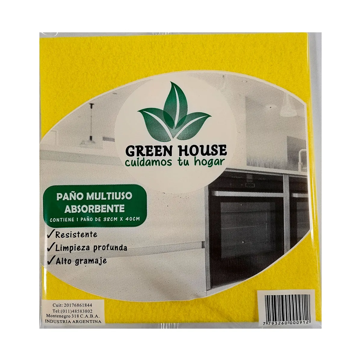 Paño absorbente Green House 38x40 cm amarillo