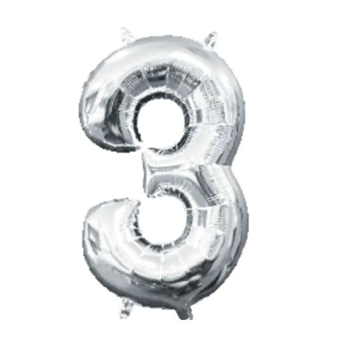 Globo 14" metalizado en forma de número 3 desinflado