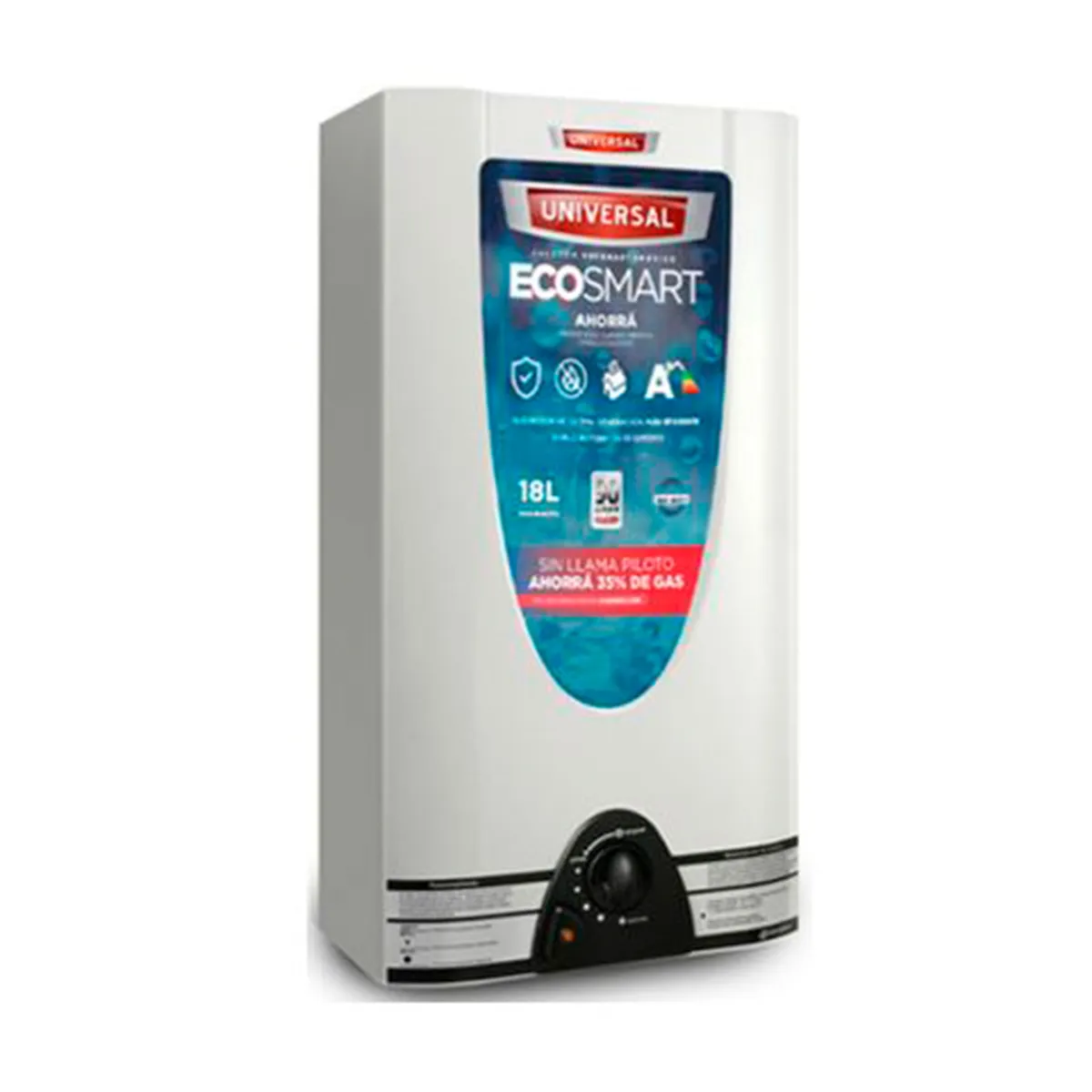 Calefón Universal 18 Lts gas natural superautomatico sin llama piloto CSU180 acero inoxidable