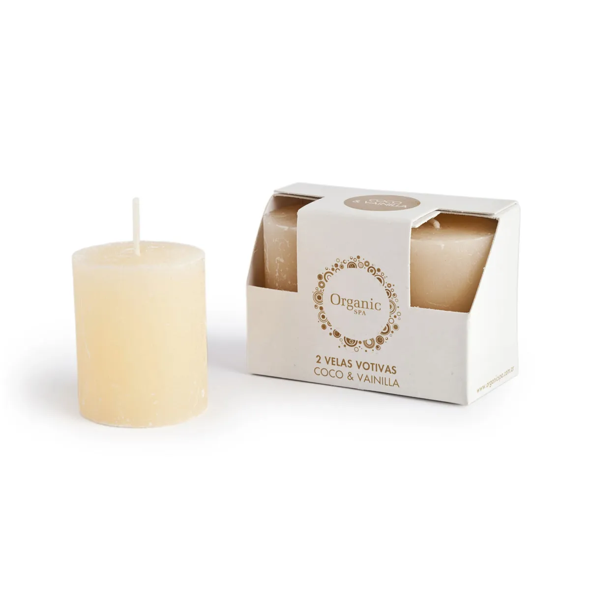 Velas votivas Organic Spa coco vainilla 2 u.