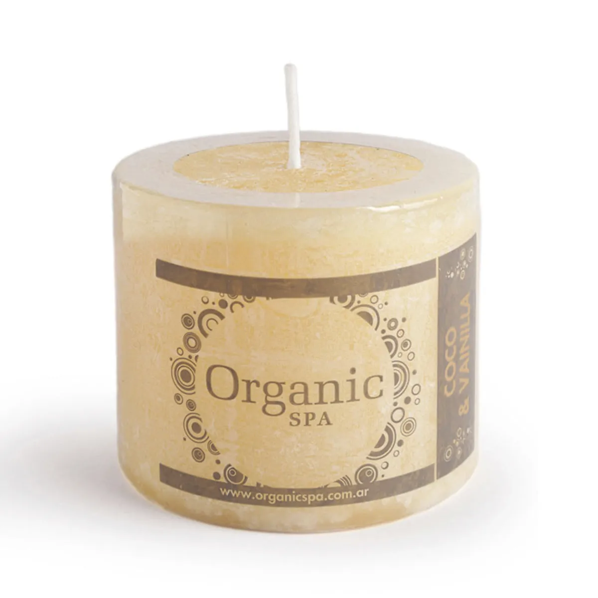 Vela cilíndrica Organic Spa coco vainilla 1 u.