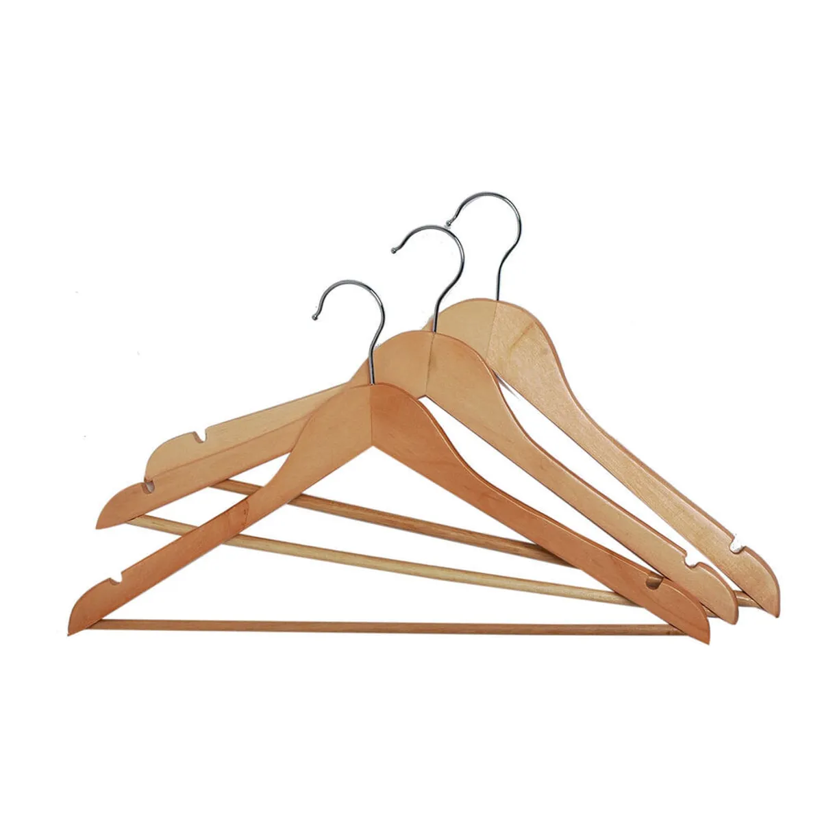 Perchas de madera natural set 3 u.