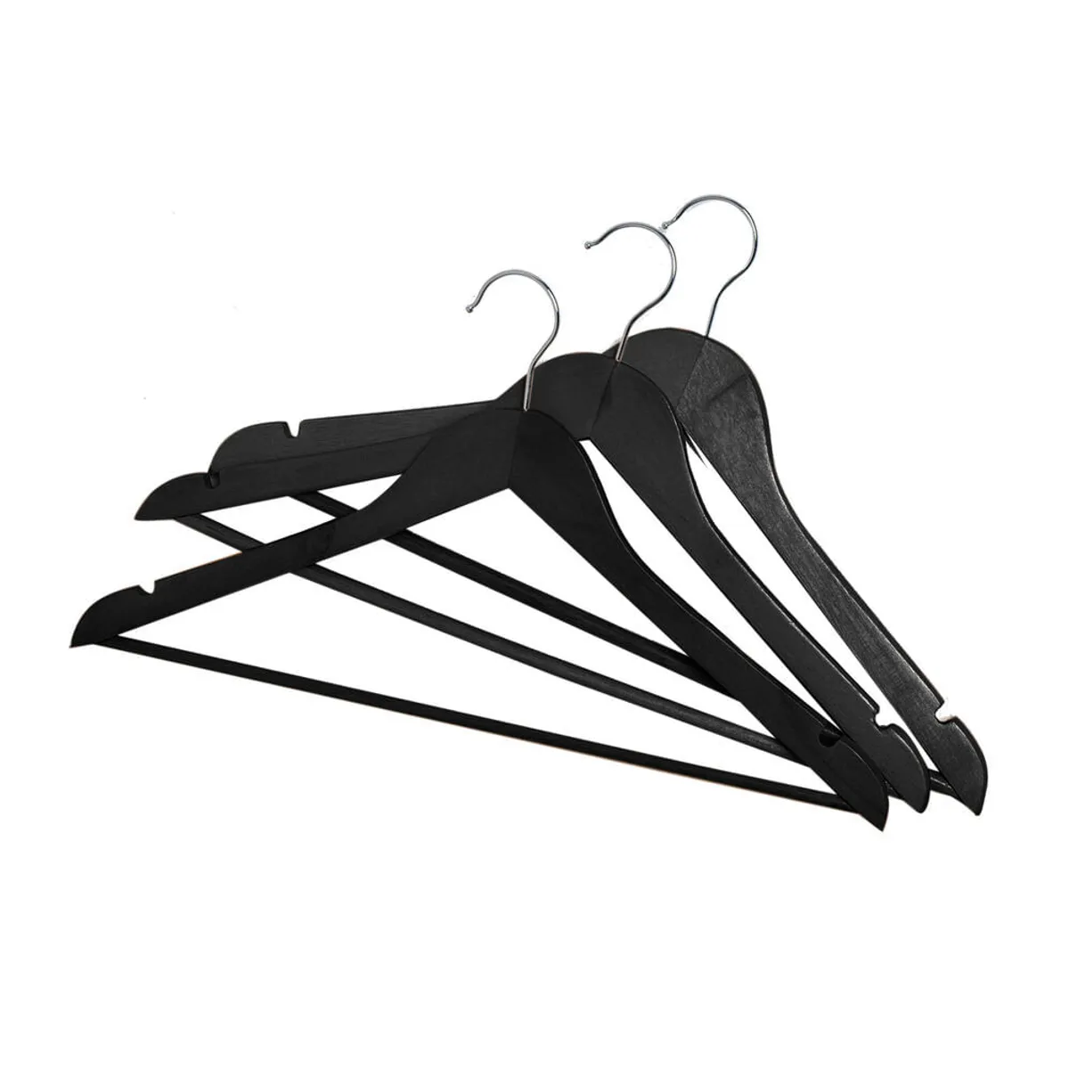 Perchas de madera negras set 3 u.