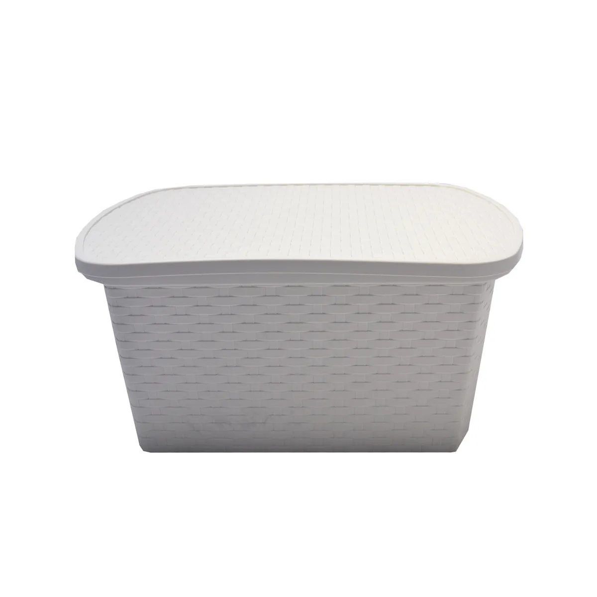 Canasto Star simil ratan con tapa 15 lts gris pastel