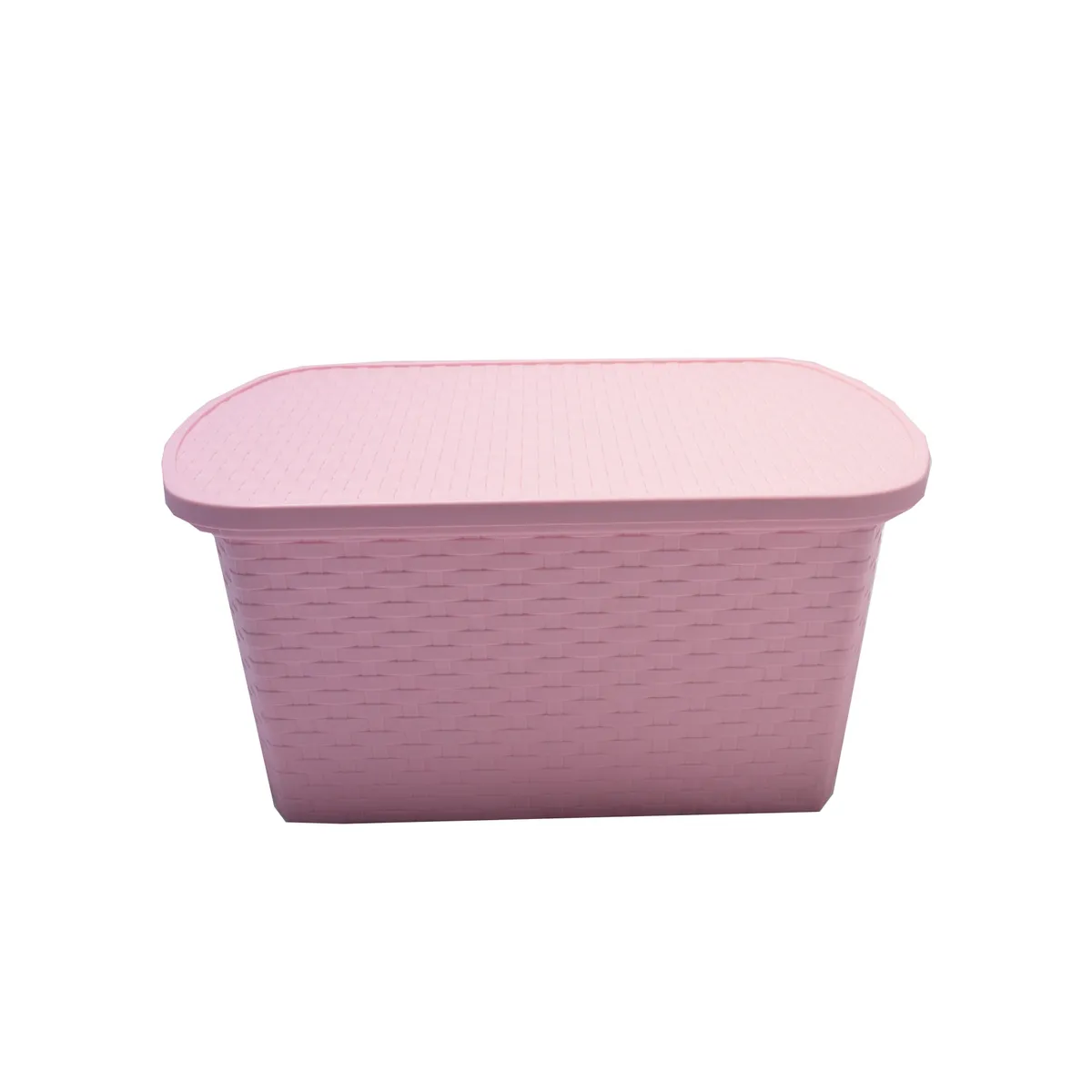 Canasto Star simil ratan con tapa 15 lts rosa pastel