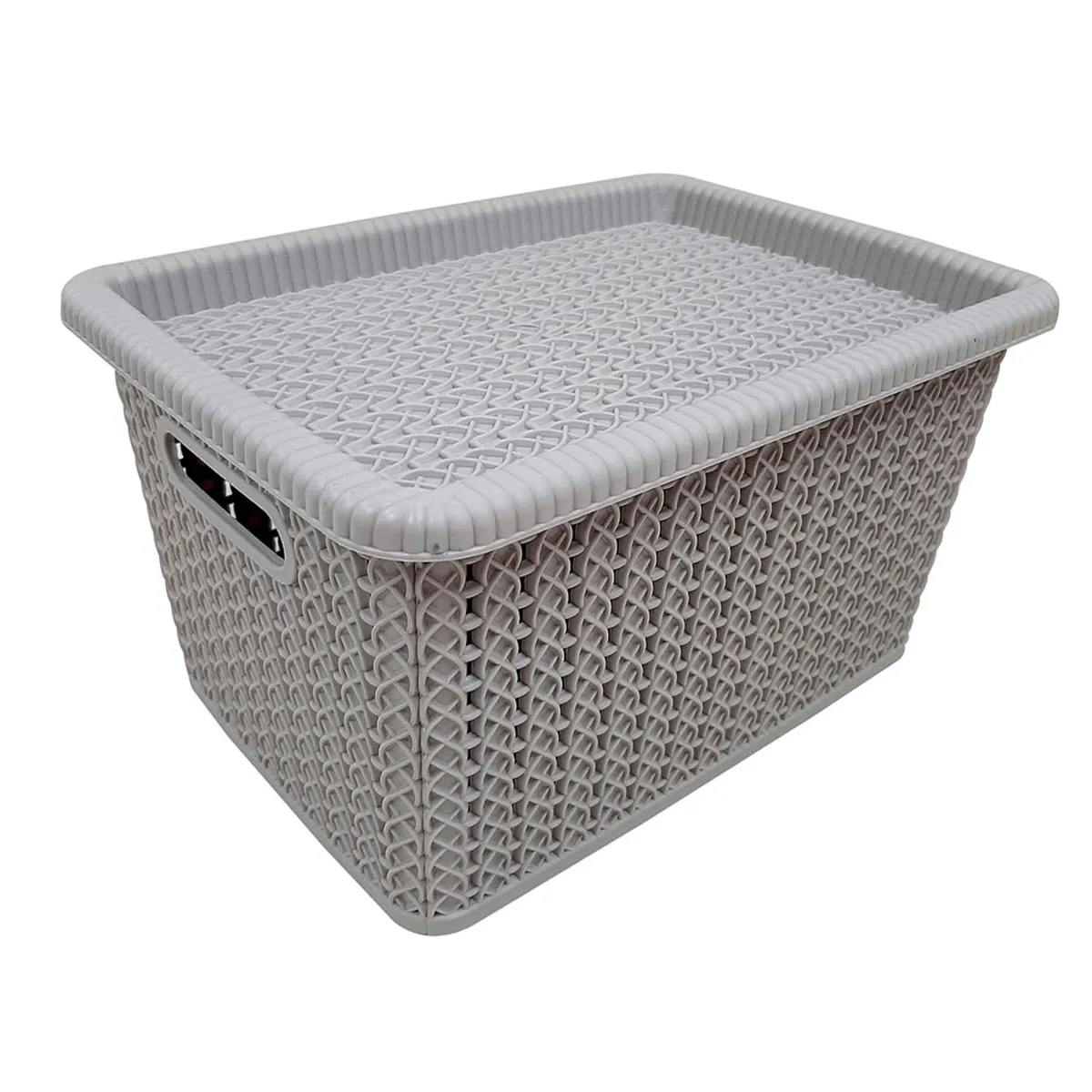 Caja organizadora simil ratan con tapa 5 lts. visón