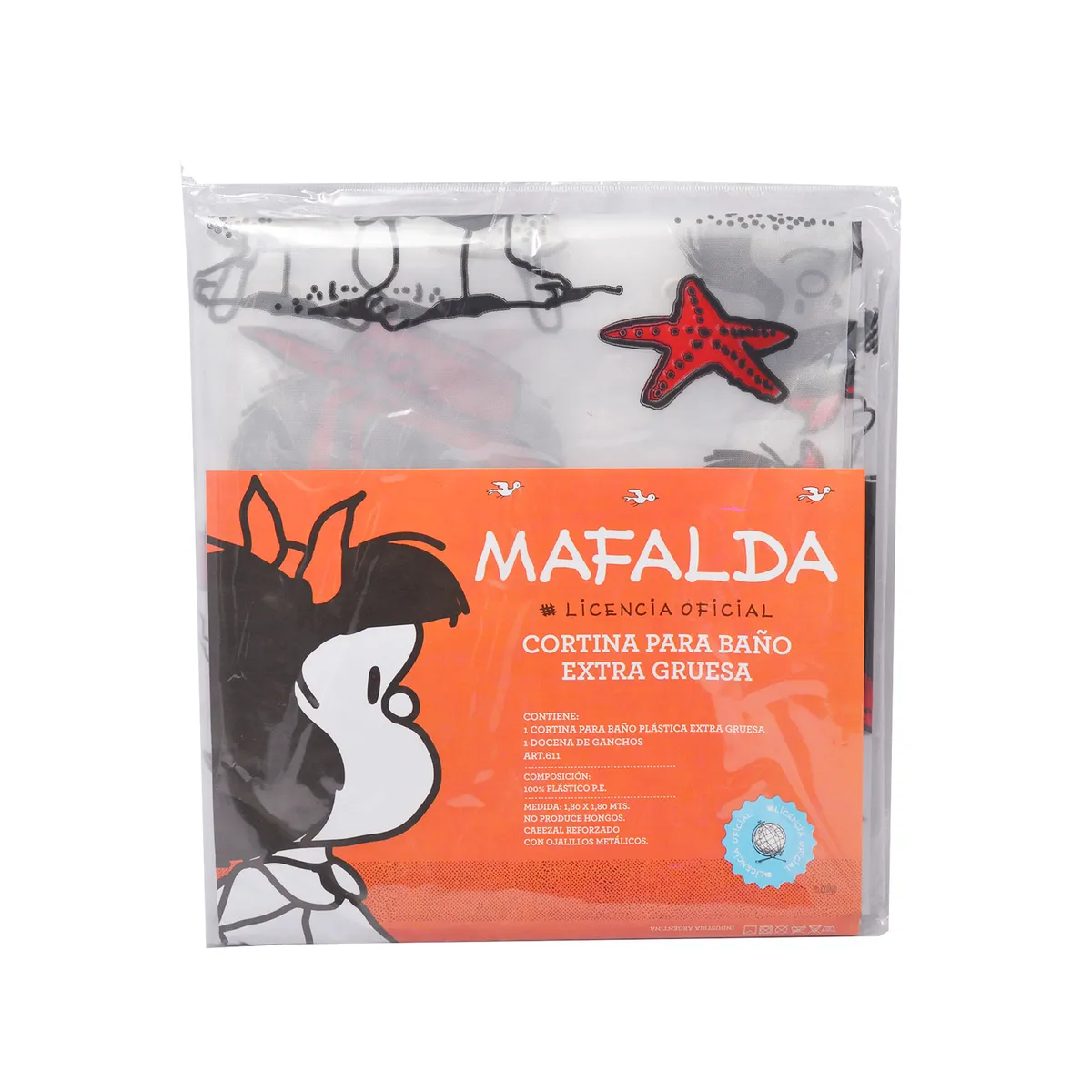 Cortina plástica extra gruesa con ganchos mafalda