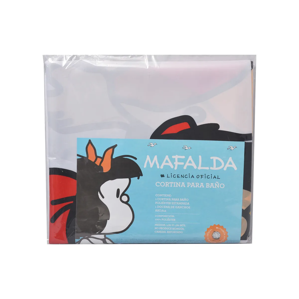 Cortina estampada poliéster 100% con ganchos mafalda